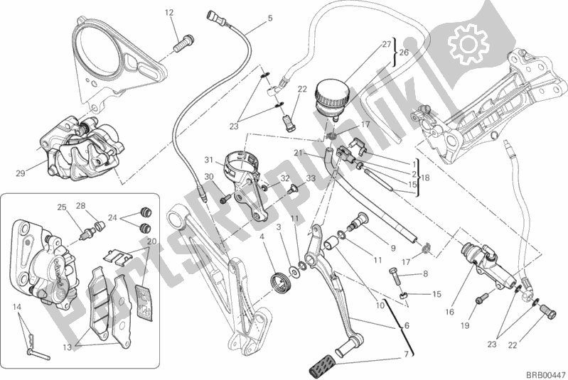Todas las partes para Sistema De Frenado Trasero de Ducati Diavel Carbon USA 1200 2012
